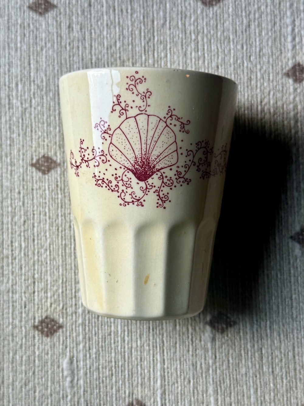 Vintage Royal Crownford Staffordshire Red Shell Ceramic Fluted Tumbler Cup